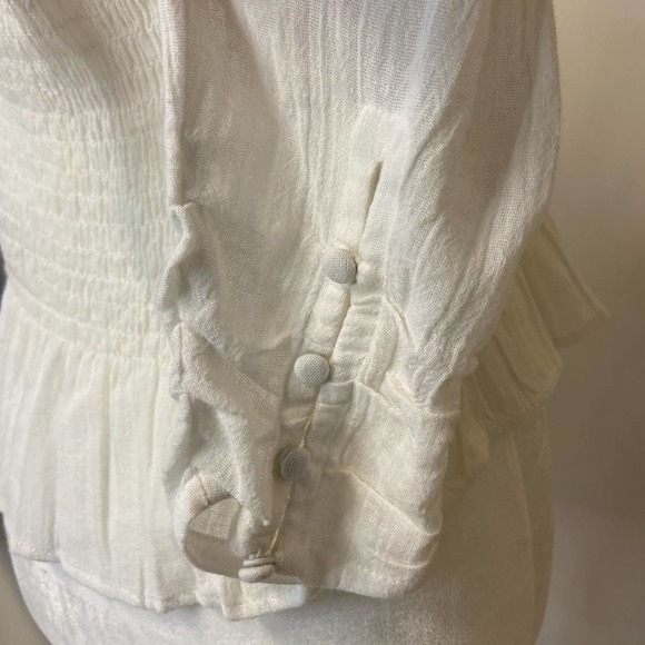 Free People White Chloe Top Puff Long Sleeve Blouse - Picture 12 of 16